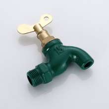 Key faucet Chunhong 4-point outdoor faucet with lock copper core copper rod cast iron faucet. Paint green. Faucet. Faucet with key