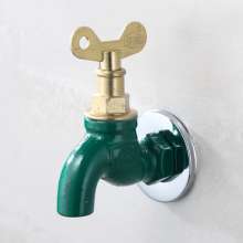 Key faucet Chunhong 4-point outdoor faucet with lock copper core copper rod cast iron faucet. Paint green. Faucet. Faucet with key