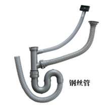 水槽下水器 双槽不锈钢下水器 厨房洗菜盆 双盆带提篮下水头 双盆下水器