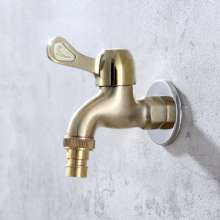 All-bronze washing machine faucet. Single cold quick-opening brass valve core to take over faucet with spout brass golden sanitary ware. Faucet