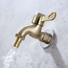 All-bronze washing machine faucet. Single cold quick-opening brass valve core to take over faucet with spout brass golden sanitary ware. Faucet