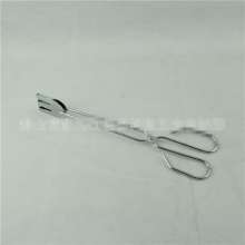 Polished electroplated food tongs, metal long-handled bread tongs, multi-function food tongs, sizes available