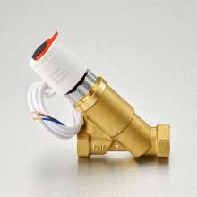 Bridge shield valve Brass dynamic balance electric two-way valve. Flow control valve for building air conditioner water machine. Valve