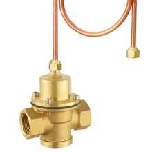 Brass differential pressure valve with red copper pipe. Tap water double internal thread thread self-operated differential pressure control valve. Valve