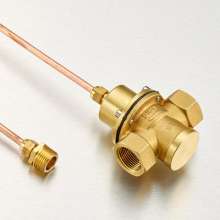 Brass differential pressure valve with red copper pipe. Tap water double internal thread thread self-operated differential pressure control valve. Valve
