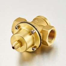 Brass differential pressure valve with red copper pipe. Tap water double internal thread thread self-operated differential pressure control valve. Valve
