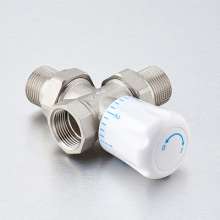Bridge shield valve brass vertical three-way temperature control valve. Regulating valve. DN15202532 threaded hot and cold water thermostatic control valve