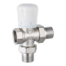 Bridge shield valve brass vertical three-way temperature control valve. Regulating valve. DN15202532 threaded hot and cold water thermostatic control valve