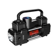 Car air pump, digital display dual-cylinder tire air pump with light, portable air pump with toolbox