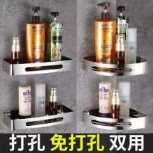 Manufacturer 304 stainless steel thickened bathroom corner rack free punching toilet tripod wall rack