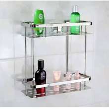 304 stainless steel square shelf bathroom bathroom double corner shower gel with hook wall hanging storage rack