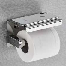 304 stainless steel mobile phone paper towel rack hotel bathroom bathroom wall shelf free punch toilet roll holder