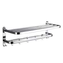 304 stainless steel folding bath towel rack towel rack free punching thick solid movable rack bathroom toilet rack