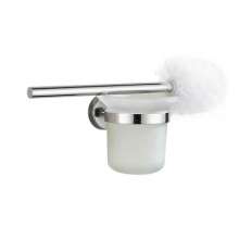 Manufacturer bathroom 304 stainless steel toilet brush holder with glass cup toilet hotel toilet cleaning brush holder set
