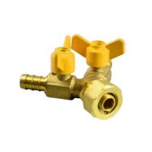 4 points full copper double fork gas valve ball valve gas valve claw valve three-way internal and external wire switch factory direct sales