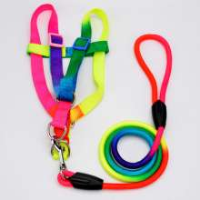 Production of pet leashes, colorful round rope dog chains, rainbow dog ropes, pet leashes, colorful ropes
