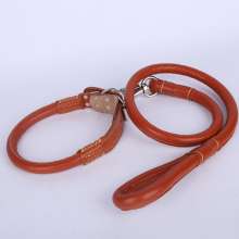 Factory collar type traction rope dog rope medium and large dog PU leather dog traction rope pet supplies