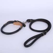 Factory collar type traction rope dog rope medium and large dog PU leather dog traction rope pet supplies