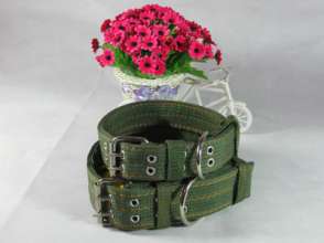 Supply 4-layer army green large dog collar, pet supplies collar, double row eye army green dog collar thickened