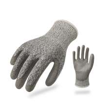 HPPE thickened PU dipped and oil resistant new standard 5 anti-cutting gloves. Anti-cutting woodworking machinery factory gloves. Gloves. Anti-cutting gloves