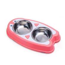New style pet dog bowl, cat bowl, plastic double bowl, special food bowl for cats and dogs, pet supplies stainless steel bowl