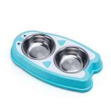 New style pet dog bowl, cat bowl, plastic double bowl, special food bowl for cats and dogs, pet supplies stainless steel bowl