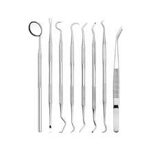 Dental care for tartar removal. Dentist tools. 304 stainless steel dental calculus remover. 6-piece dental tool set
