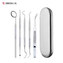 Dental care for tartar removal. Dentist tools. 304 stainless steel dental calculus remover. 6-piece dental tool set