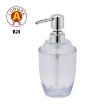 B24 produces plastic liquid bottles. Transparent bottle of hand sanitizer. Plastic electroplating press pump head 300ML liquid bottle