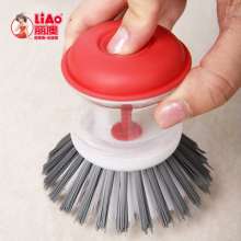 Kitchen wash pot brush. Creative pressing type automatic liquid adding brush pot brush. Multi-purpose dishwashing brush decontamination cleaning brush