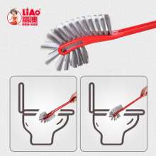 Double-sided cleaning toilet brush with plastic long handle. Household toilet toilet brush. Toilet cleaning brush without dead ends