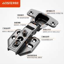 Metal aluminum frame door, wooden door, multi-purpose hydraulic buffer hinge, gun black damping silent hardware hinge