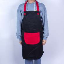 Cute semi-circle oversized pocket apron. Halter apron. Bandage restaurant supermarket custom printed logo apron