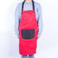 Cute semi-circle oversized pocket apron. Halter apron. Bandage restaurant supermarket custom printed logo apron