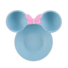 Baby Dinner Plate Grid Plate. Baby Complementary Food Plate. Wheat Straw Minnie Big Head Bowl Children's Cartoon Cutlery Set