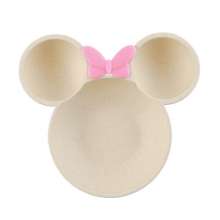 Baby Dinner Plate Grid Plate. Baby Complementary Food Plate. Wheat Straw Minnie Big Head Bowl Children's Cartoon Cutlery Set