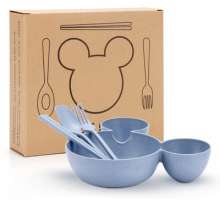 Cartoon children's Mickey bowl. Children's wheat tableware set. Four-piece set of wheat straw Mickey bowl tableware. Bowl. tableware