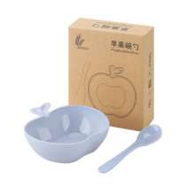 Wheat straw children's tableware set. Bowl  . Two piece set of wheat apple bowl spoon. Children's rice bowl. Promotional gifts Children's tableware