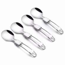 Japanese-style stainless steel spoons folded in half. Soup spoon. Outdoor travel stainless steel folding spoon. Gift tableware portable folding spoon and fork