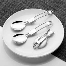 Japanese-style stainless steel spoons folded in half. Soup spoon. Outdoor travel stainless steel folding spoon. Gift tableware portable folding spoon and fork