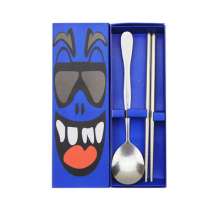 Graffiti portable cutlery set. Two-piece stainless steel gift cutlery. Logo printed on spoon and chopsticks set business gift. tableware