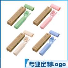 小麦秸秆餐具套装  筷子 餐具 便携式小麦餐具三件套 勺子叉子筷子促销小礼品