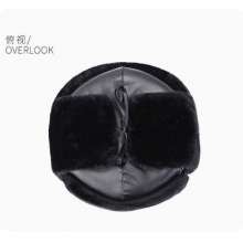 Fuchun Furniture Supplies in Lanshan District. Leather oil Lei Feng hat. Winter middle-aged and middle-aged men's hat in winter. Thickened plus velvet leather ear protection cotton cap for the elderly