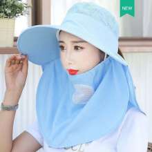 Sun hats female sun protection outdoor hats. hat . Summer anti-ultraviolet big-edge breathable sunshade mask to cover your face and tea picking hat