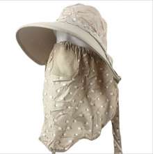 New style shawl hats for spring and summer. Visor. Women's big-edge half-cherry mask sunhat. Outdoor hat. Tea picking cycling hat