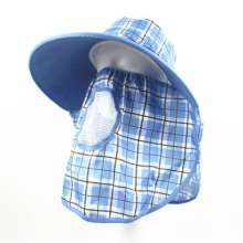 Outdoor hat female spring and summer picking tea and working sunhat. hat . sunhat. One-piece sun hat with lattice large-brimmed duck tongue mask. Tea picking hat