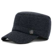 hat. Men's autumn and winter military cap. Outdoor trendy woolen hat Korean style fashion middle-aged flat cap with ear protection cap