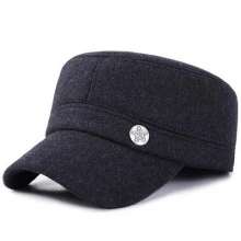 hat. Men's autumn and winter military cap. Outdoor trendy woolen hat Korean style fashion middle-aged flat cap with ear protection cap