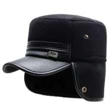 Flat woolen hat. Men's autumn and winter middle-aged and elderly hats. Cold cap. Outdoor cold-proof ear protection warmth thickened father's forward cap