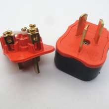 One piece of copper three-pole plug rubber-coated power plug converter 1.4 thick copper wiring plug only